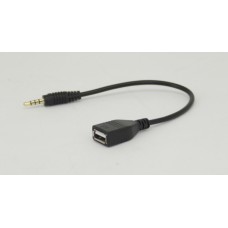 AUX įėjimo laidas, USB lizdas - 3.5mm kištukas, 15cm ilgis