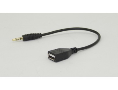 AUX įėjimo laidas, USB lizdas - 3.5mm kištukas, 15cm ilgis