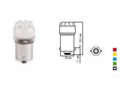 Bosma lemputė BA15s, geltona, šviesos diodai