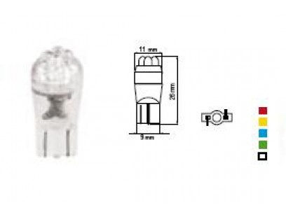 Bosma lemputė T10, raudona, šviesos diodai