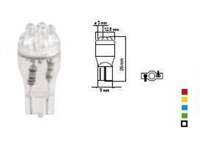 Bosma lemputė T13, žalia, šviesos diodai