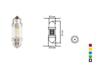 Bosma lemputė SV8.5 10X31, geltona, šviesos diodai