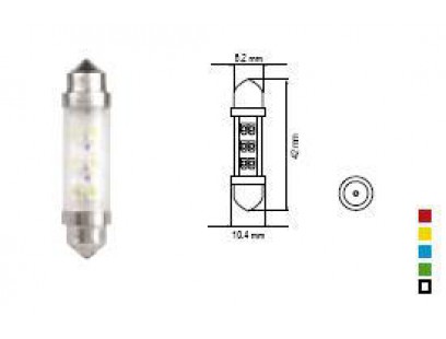Bosma lemputė SV8.5 10X42, geltona, šviesos diodai