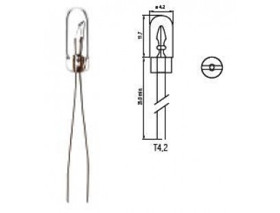 Bosma lemputė vielinis galas, 60mA, T3,2
