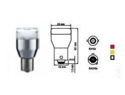Bosma lemputė BA15s, (BAU15s), 1w geltona, šviesos diodai