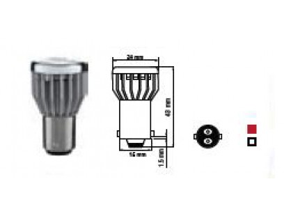 Bosma lemputė BAY15d, raudona, šviesos diodai