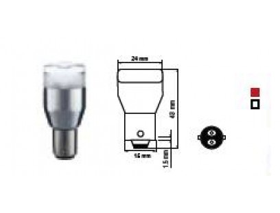 Bosma lemputė BAY15d, raudona 1W, šviesos diodai