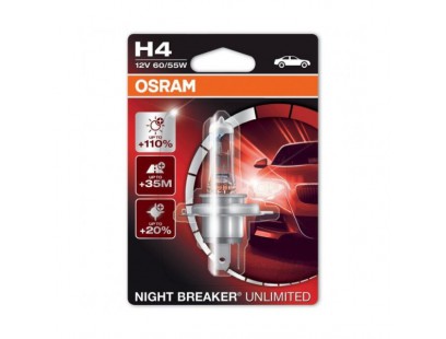 Osram lemputės Night Breaker Unlimited,+110%, H4, 60/55W, 1vnt