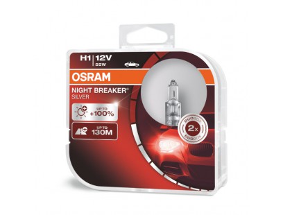 Osram lemputės SILVER +100%, H1, 55W, DUO 64150NBS-HCB