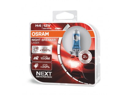 Osram lemputės Night Breaker Laser,+150%, H4, 60/55W, DUO O64193NL