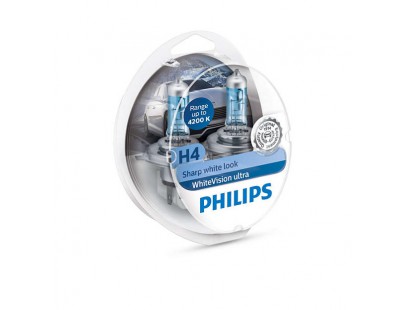 Philips lemputės White Vision Ultra, +60%  H4, 60/55W, DUO 12342WV