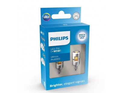 Philips Ultinon Pro 6000 LED lemputės, W5W T10 W2.1x9.5d 12V Balta 11961CU60X2