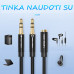 AUX perėjimo laidas, 3.5mm lizdas 4pin- 2 x 3.5mm kištukai 3pin