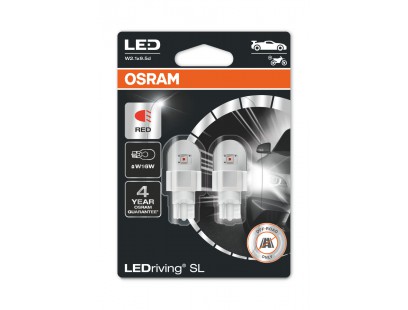 Osram LED lemputės, W16W T10 W2.1x9.5d 12V/2W(16W) Raudona