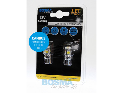 Bosma, lemputė CANBUS T10, W5W  5xSMD5050