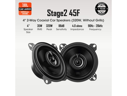JBL STAGE2 45F, GEN2 10cm, 2-juostų koaksialiniai garsiakalbiai,