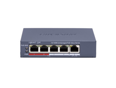 5 prievadų, 4 PoE komutatorius Hikvision DS-3E0105P-E/M(C)
