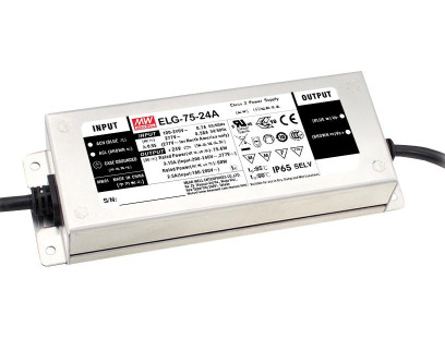 Impulsinis maitinimo šaltinis LED 24V 75W 3.15A, PFC, IP65, dimeriuojamas, MEAN WELL, ELG-75-24A-3Y