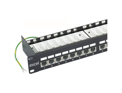 Komutacinė panelė 19'' 1U, EXCEL 100-013 (FTP, 6 kat., 24 portų, ekranuota, LSA)