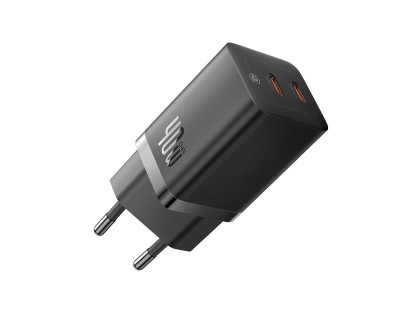 Sieninis įkroviklis BASEUS CCGP180101 (GaN5 Pro, 40W, 2xUSB-C, QC3.0, PD3.0, juodas)