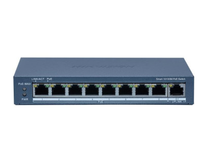9 prievadų, 8 PoE prievadų komutatorius Hikvision DS-3E1309P-EI(B)