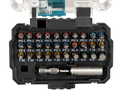 Atsuktuvo antgalių komplektas Makita E-13552 (30 antgalių, magnetinis laikiklis)