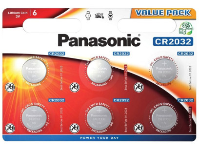 Baterija Panasonic Lithium CR2032 (6 vnt.)
