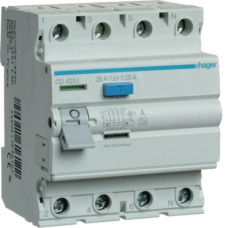 Srovės nuotėkio relė Hager CD425J (A, 25A, 4P, 30mA, 230V)