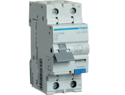 Diferencinis automatinis jungiklis Hager AD966B (2P, 16A, AC, 30mA, 230V)