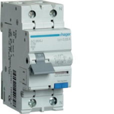 Srovės nuotėkio relė su automatiniu jungikliu Hager AD966J (2P, 16A, C, AC tipo, 1P+N, 6kA)