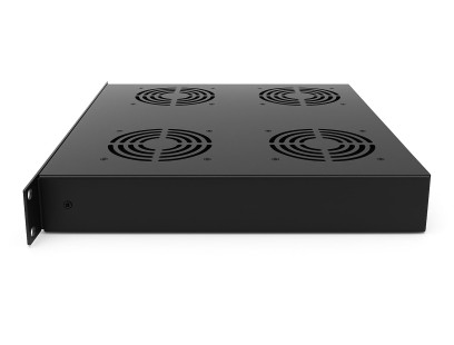 Ventiliatorių blokas 19" spintai 1U LK-CL-062 (juodas, 2 ventiliatoriai, su termostatu, LCD, 483x167x44 mm)