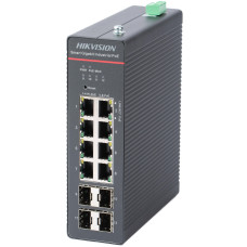 Hikvision 12 prievadų 8 PoE pramoninis valdomas komutatorius DS-3T1512HP-SI-8P4F