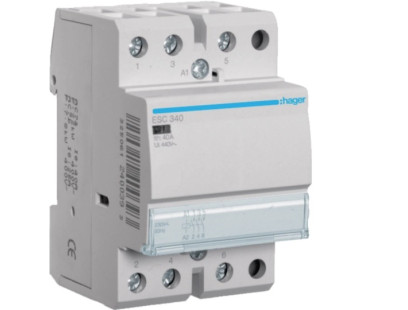 Kontaktorius Hager ESC340 (3P, 40A, 230V, 3NO, 1 mod.)