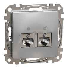 Kompiuterinis lizdas 2xRJ45 STP Schneider Sedna SDD113462S (aliuminis)