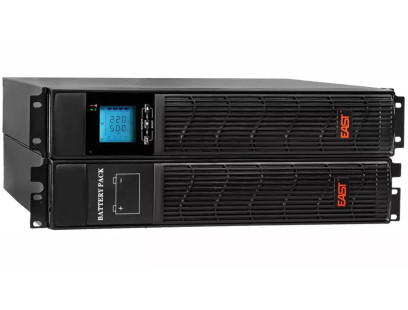 Komplektas EAST UPS 3000VA/2700W Rack/Tower, EPO, LCD + išorinis baterijų paketas 6x9Ah/12V