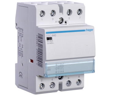 4 polių kontaktorius Hager ESC440 (40A, 230V, 4NO)