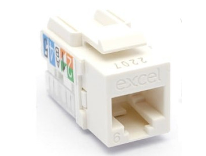 Lizdas EXCEL 100-011 RJ45 (Baltas, Cat6, UTP, keystone)