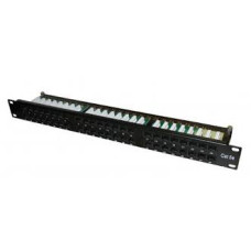 19'' komutacinė panelė 1U Cat6 UTP (24 portai, su kabelių laikikliu, galvanizuota)