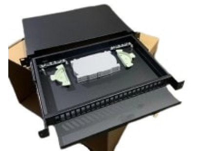 Optinė komutacinė panelė 19" 1U LK-ODF-001 (24xSC duplex, su kasete, termofitais, bėgeliais, 482x293 mm)