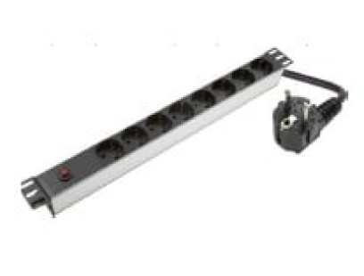 Maitinimo panelė 19'' spintai LK-BL-G10O08/P (8x240V Schuko, be jungiklio, 1.8m)