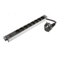 Maitinimo panelė 19'' spintai LK-BL-G10O08/P (8x240V Schuko, be jungiklio, su 10A/16A apsauga, 1.8m)