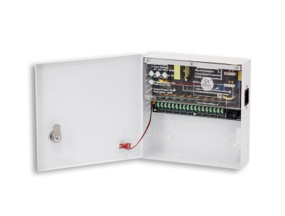 Maitinimo blokas su korpusu PowerBubble PBWD1210-09C (10A/12V, 9 išėjimai su saug.)