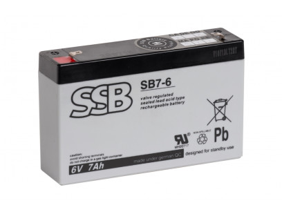 Akumuliatorius (AGM) SSB SB (7Ah, 6V, F1, VRLA)