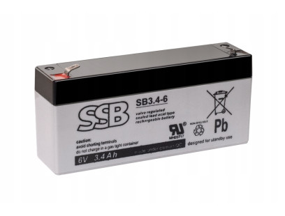 Akumuliatorius (AGM) SSB SB (3.4Ah, 6V, F1, VRLA)