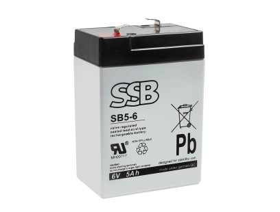 Akumuliatorius (AGM) SSB SB (5Ah, 6V, F1, VRLA)