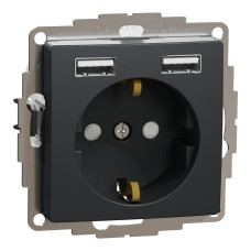 Kištukinis lizdas su įžeminimu Schneider Electric Sedna Design SDD114052 (antracitas, 2xUSB-A)