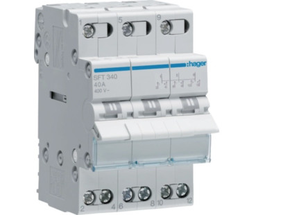 Modulinis jungiklis Hager SFT340 (3P, 40A, AC, 3 padėčių, 230V)