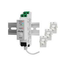 3 fazių elektros sąnaudų skaitiklis Shelly Pro 3EM (DIN, LAN, Wi-Fi, Bluetooth, 3x120A)