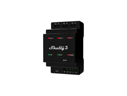 Išmanus valdiklis Shelly Pro 3 (Wi-Fi, LAN, Bluetooth, 3 kanalai) Išmanus valdiklis Shelly Pro 3 (Wi-Fi, LAN, Bluetooth, 3 kanalai)