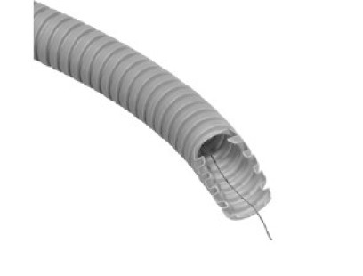 Gofruotas vamzdis pilkas D16 su viela Glob-El GL101W320 (be halogenų, 320N/5 cm, 50 m)